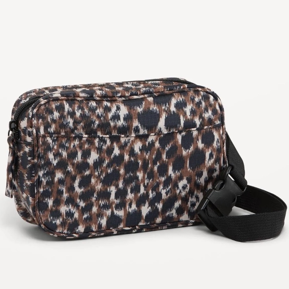 NWT OLD NAVY LEOPARD NYLON BELT BAG WITH ADJUSTABLE STRAP